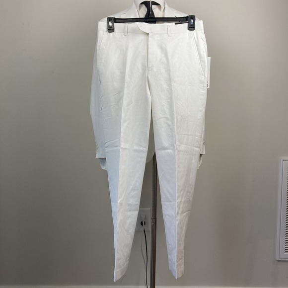 BAR III Men's Suit Slim Fit 2-Pc White Linen Blend 38R Jacket 32x30 Pants F03383 - Picture 10 of 14